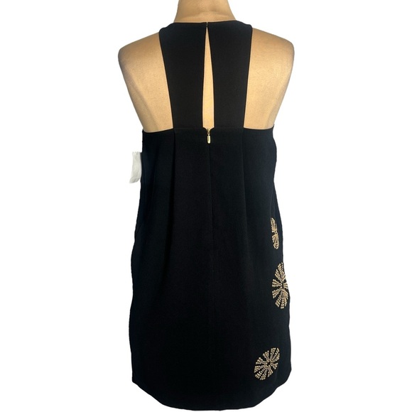 Trina Turk Black retro mod mini dress with gold starburst embellishments Size 4 - Picture 4 of 9